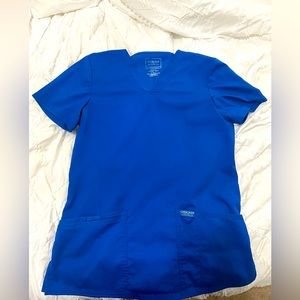 Cherokee Womens 2 Pocket Scrub Top in Small Royal Blue